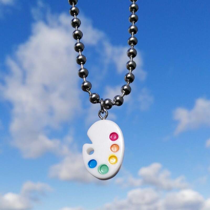 

Paint Palette Charm Necklace, Multicolor