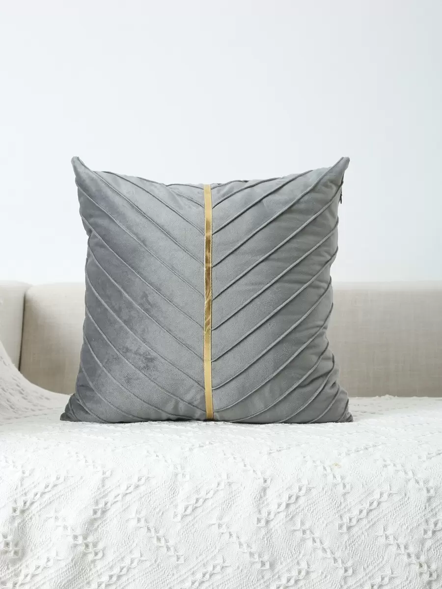 Miater 起皺質感紋理靠墊套不附帶墊芯 - 灰色 - 查看 1