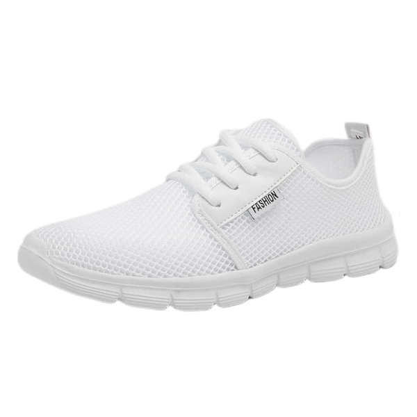 

Men Mesh Lace-up Running Shoes, White