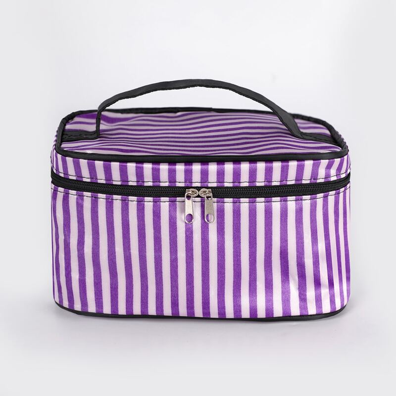 

Striped Square Makeup Bag, Purple