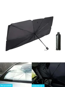 Car Windshield Sunshade Umbrella - Silver - View 4