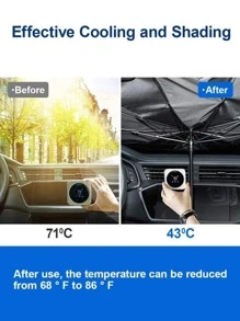 Car Windshield Sunshade Umbrella - Silver - View 7