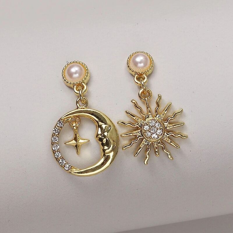 

Sun & Moon Drop Earrings, Gold