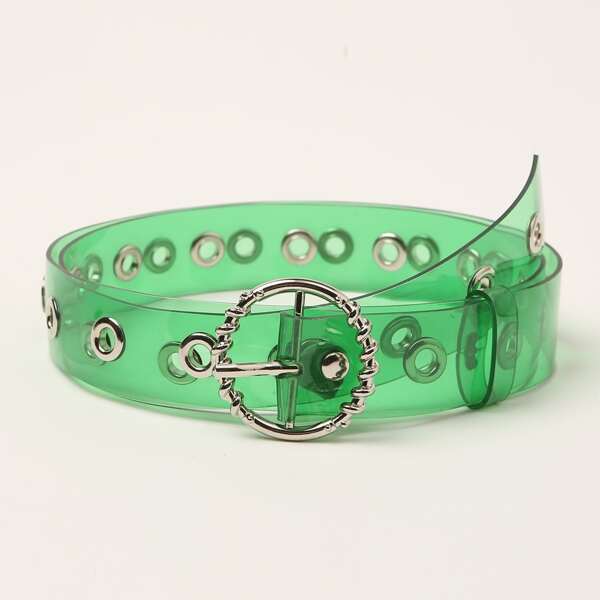 

Round Buckle Clear Belt, Dark green