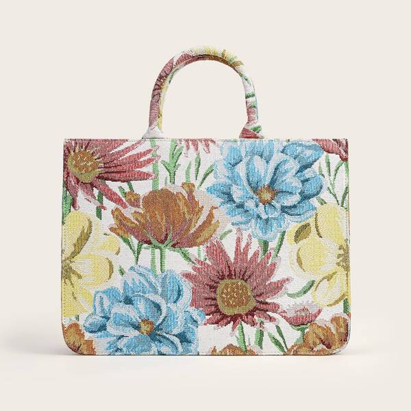 

Floral Graphic Tote Bag, Multicolor