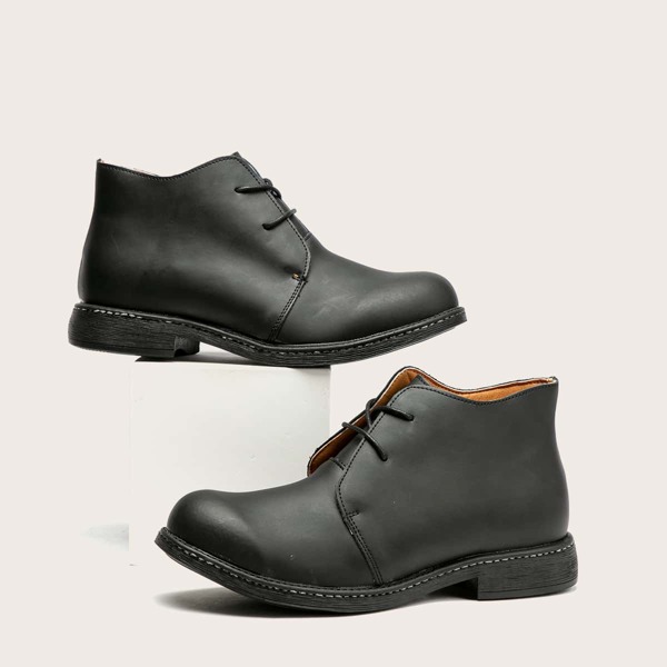 

Men Lace-Up Front Ankle Boots, Black