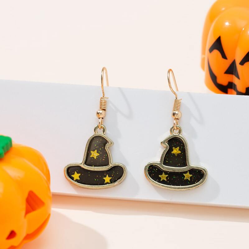 

Magic Hat Drop Earrings, Black