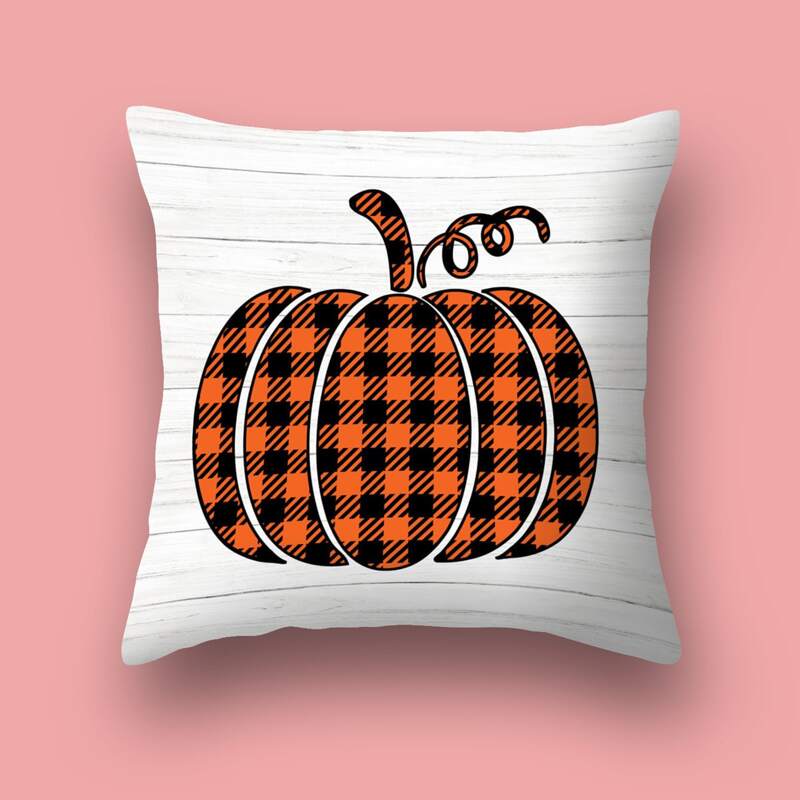 

Pumpkin Print Cushion Cover Without Filler, Multicolor