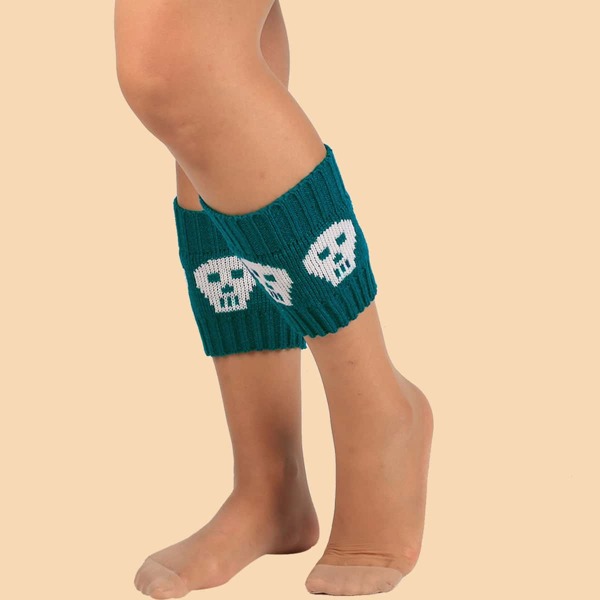 

Skull Print Leg Warmers, Royal blue