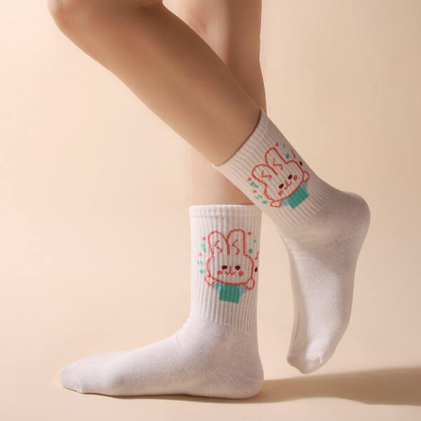 

Cartoon Graphic Crew Socks, Multicolor