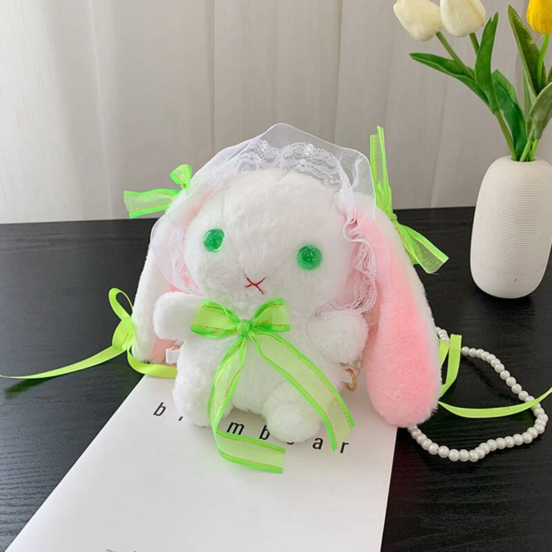 

Cartoon Rabbit Design Crossbody Bag, Green