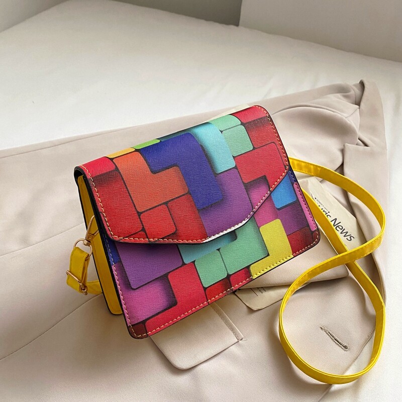 

Colorblock Flap Crossbody Bag, Yellow