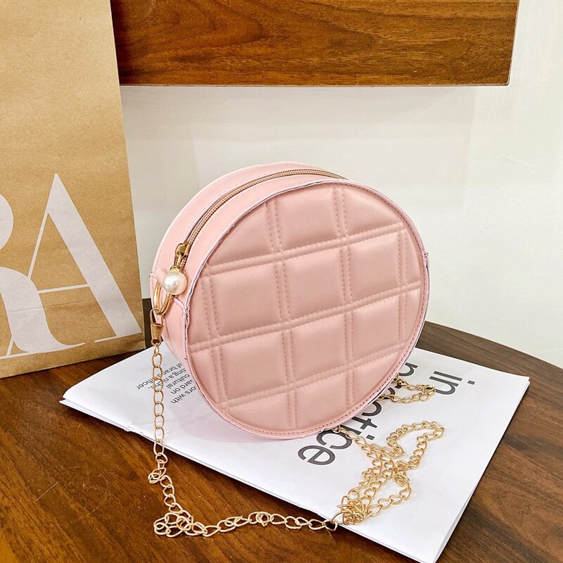 

Textured Chain Crossbody Bag, Pink