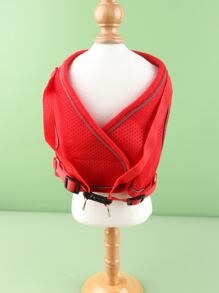 1入組反光寵物背帶和1入組皮帶附带透氣網紗 - 紅色 - 查看 3