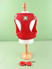 1入組反光寵物背帶和1入組皮帶附带透氣網紗 - 紅色 - 查看 4