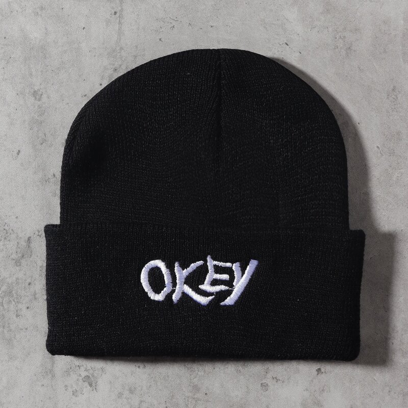 

Letter Embroidered Beanie, Black
