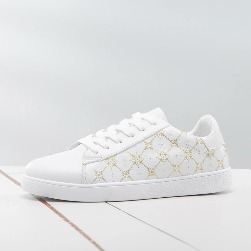 

Geometric Pattern Lace-up Front Skate Shoes, White