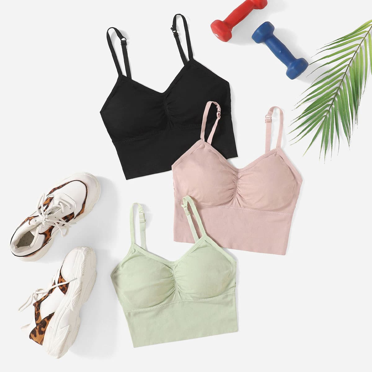 

3pcs Light Support Seamless Sports Bra, Multicolor