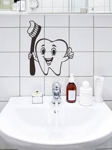 Tooth Print Wall Sticker, Cartoon Self Adhesive Wall Art Decal For Home Decor, Stickers, Wall Decal, Vinyl Decal For Home Decorations, Spring Decoration Items Refresh Your Home, Festival Decoration Stickers Gifts Birthday Graduation - Black - View 2