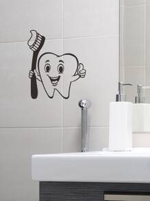 Tooth Print Wall Sticker, Cartoon Self Adhesive Wall Art Decal For Home Decor, Stickers, Wall Decal, Vinyl Decal For Home Decorations, Spring Decoration Items Refresh Your Home, Festival Decoration Stickers Gifts Birthday Graduation - Black - View 4