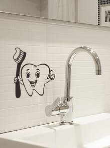 Tooth Print Wall Sticker, Cartoon Self Adhesive Wall Art Decal For Home Decor, Stickers, Wall Decal, Vinyl Decal For Home Decorations, Spring Decoration Items Refresh Your Home, Festival Decoration Stickers Gifts Birthday Graduation - Black - View 5