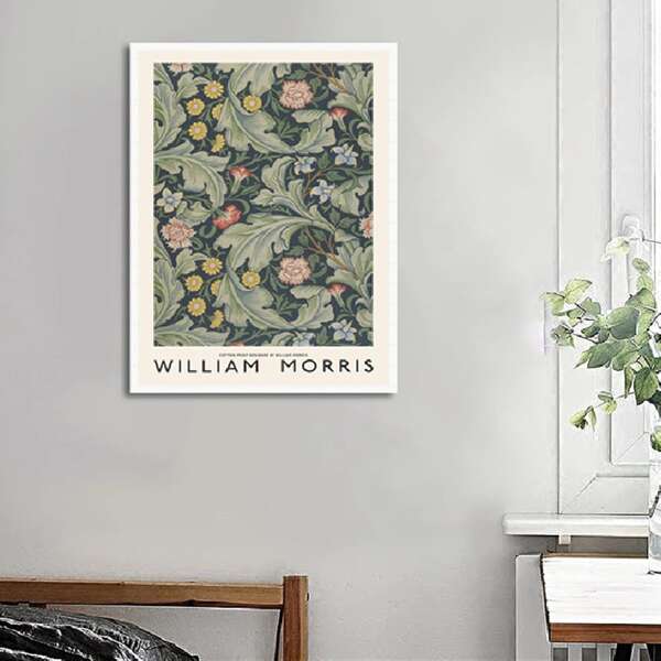 

Flower Print Unframed Painting, Dark green