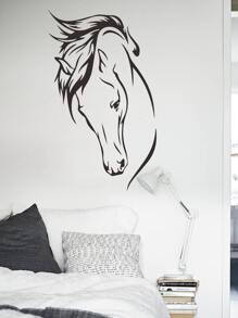 Hình dán tường in hình ngựa - màu đen - Xem 3