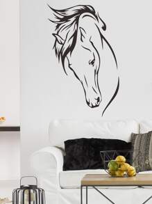 Hình dán tường in hình ngựa - màu đen - Xem 4