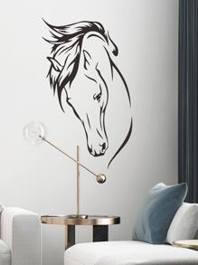 Hình dán tường in hình ngựa - màu đen - Xem 5