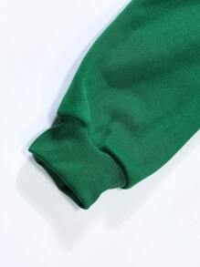 SHEIN EZwear Solid Drop Shoulder Sweatshirt - Dark Green - View 4