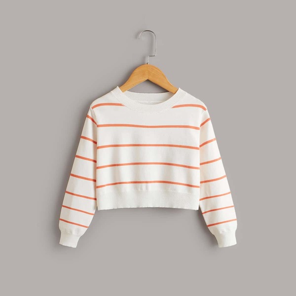 

Girls Striped Pattern Sweater, Multicolor