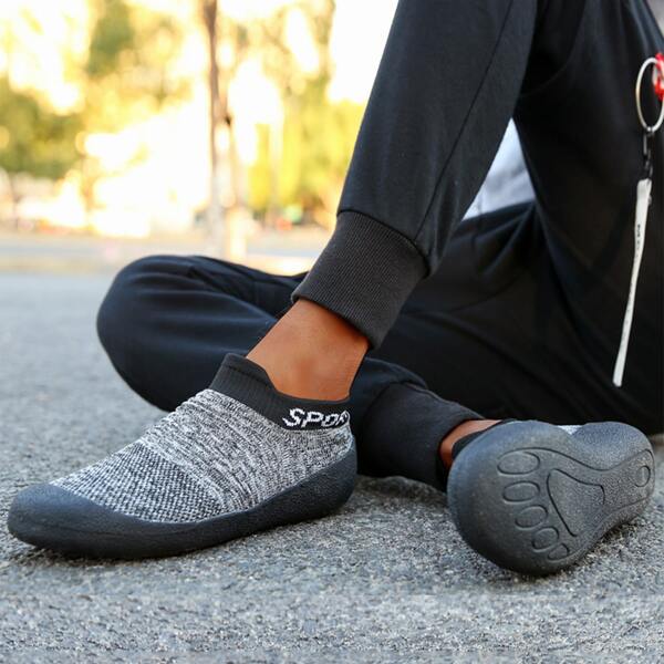 

Letter Graphic Slip-On Sneakers, Grey