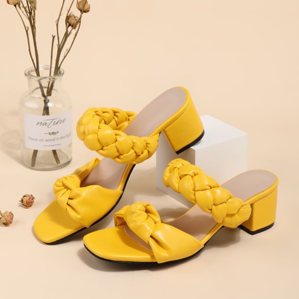 

Knot & Braided Detail Chunky Sandals, Yellow