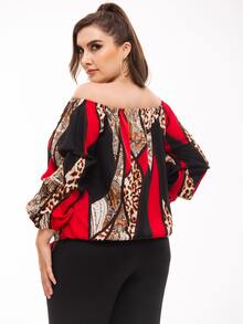 Áo sơ mi Plus Size Thắt nút Khối Màu Báo Giải trí - Nhiều màu - Xem 2