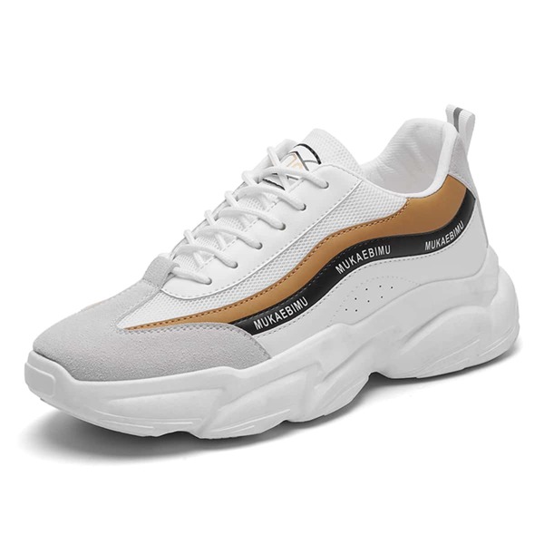

Men Colorblock Lace-Up Front Chunky Sole Shoes, White