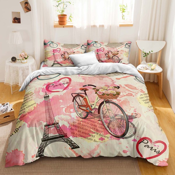 

Bicycle Print Duvet Cover Set Without Filler, Multicolor