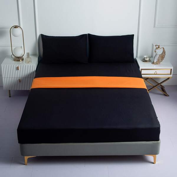 

Однотонный комплект постельного белья без наполнителя, Чёрный