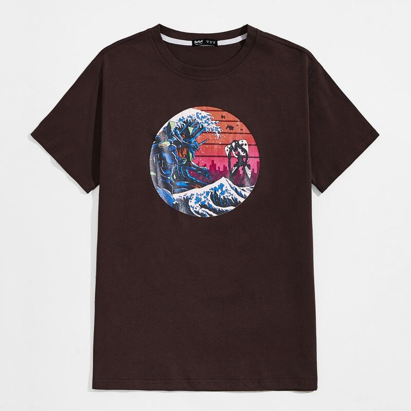 

Unisex Wave Graphic Tee, Chocolate brown