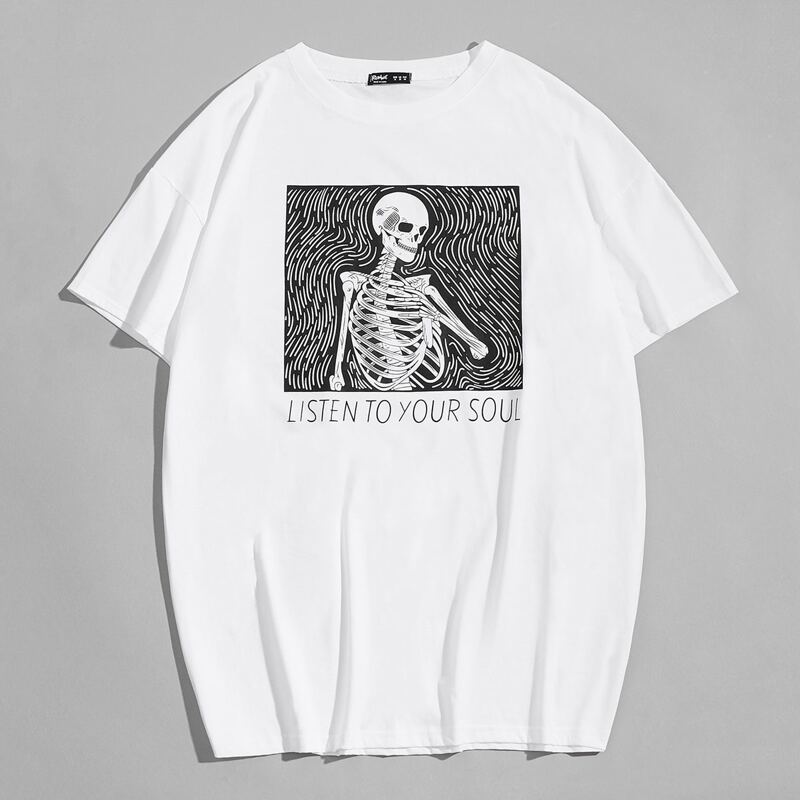 

Guys Slogan Skull Graphic Tee, White
