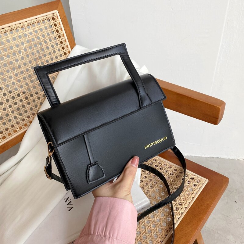 

Letter Graphic Satchel Bag, Black