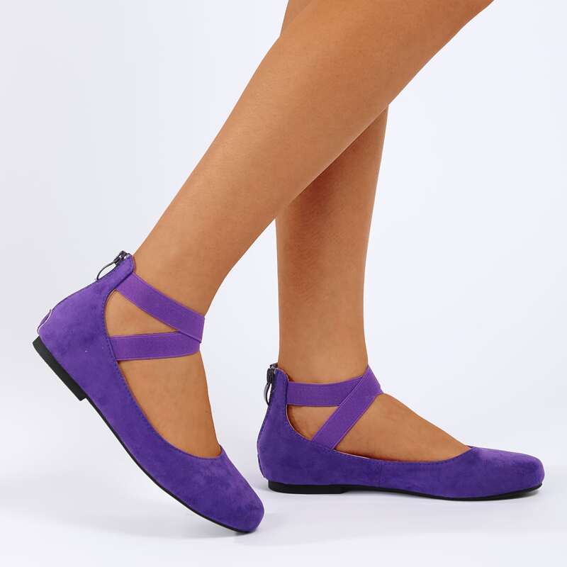 

Minimalist Ankle Strap Flats, Purple