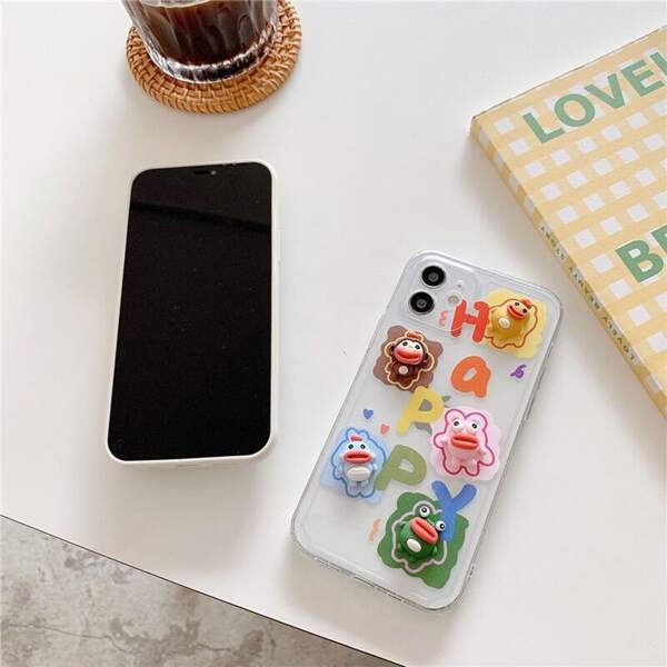 

Cartoon Animal Decor Clear Phone Case, Multicolor