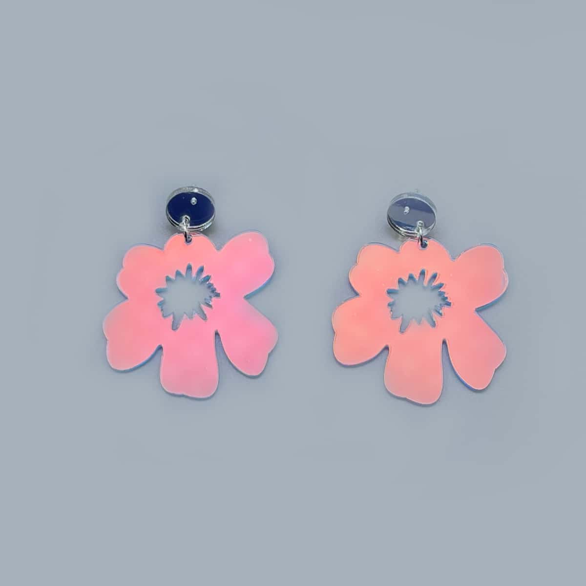 

Flower Drop Earrings, Baby blue