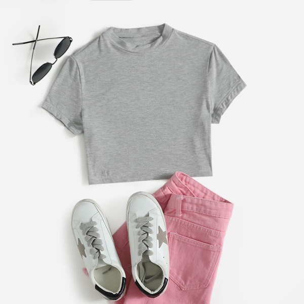 

Solid Crop Tee, Light grey