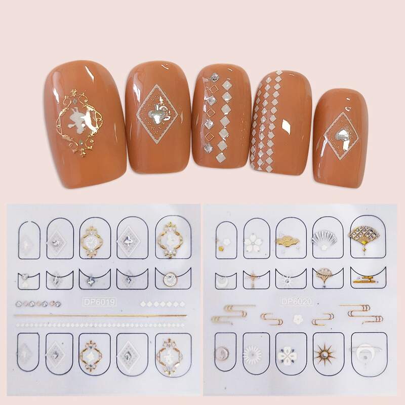 

2sheets Geometric Pattern Nail Art Sticker, Multicolor