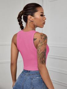 Muchica Tank top corto unicolor - Rosa - Ver 2