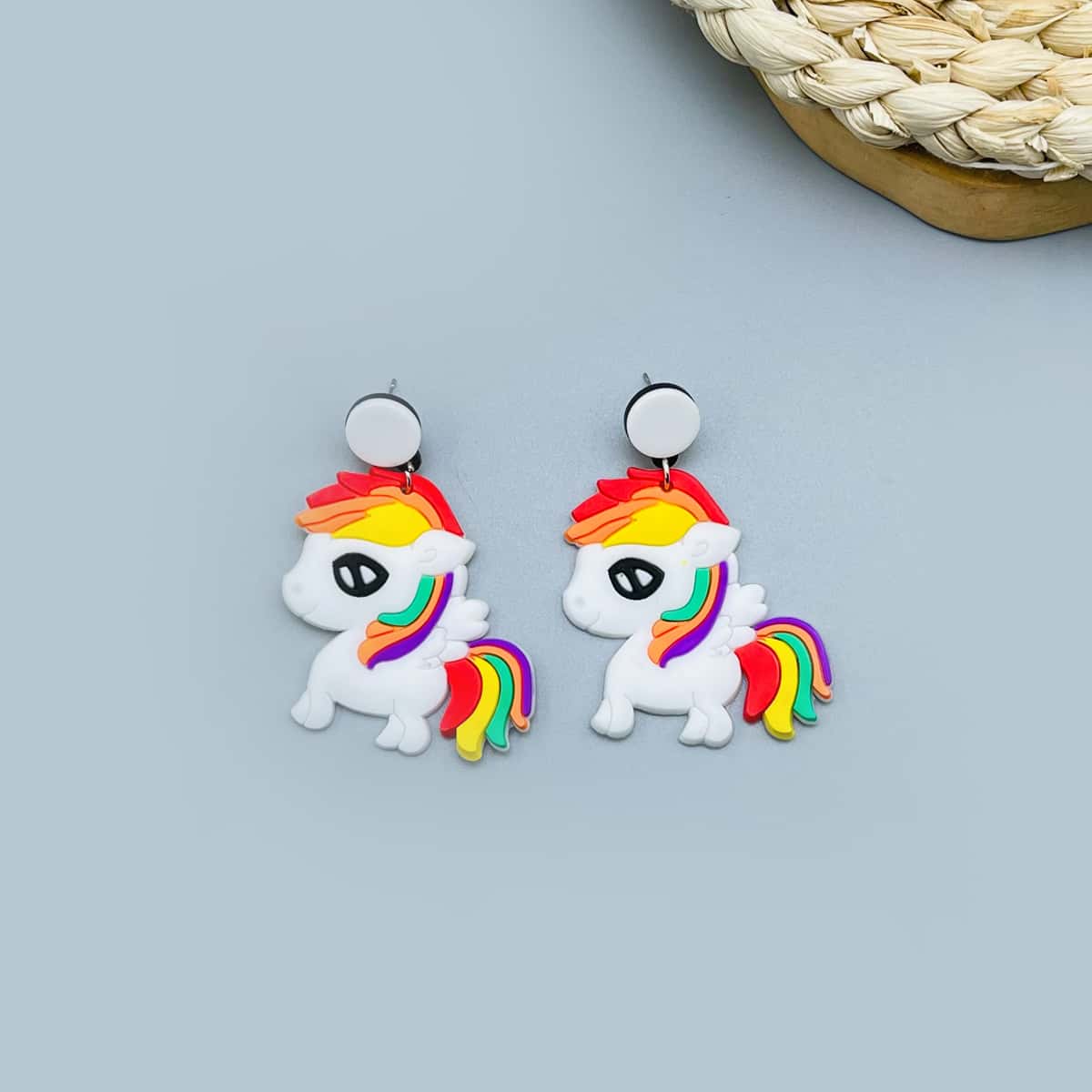 

Unicorn Drop Earrings, White