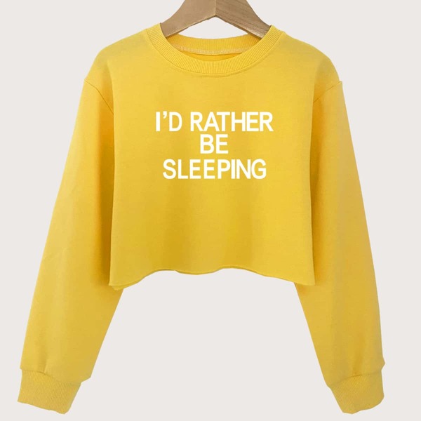

Girls Slogan Graphic Crop Sweatshirt, Yellow