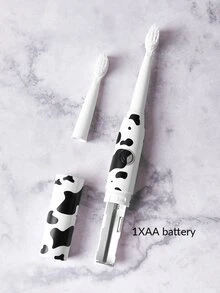 1入組奶牛圖案電動牙刷和2入組刷頭 - 彩色 - 查看 3