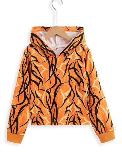 Girls Allover Print Hoodie